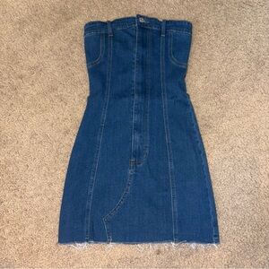 Edikted Denim Strapless Mini Dress
